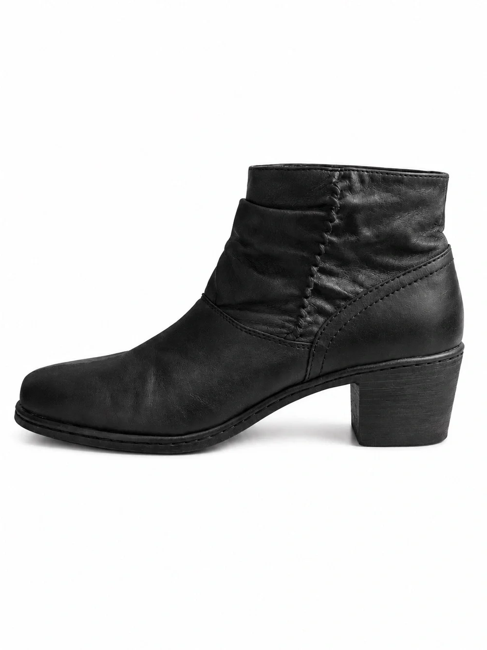 Josef Seibel Black Leather Ankle Booties Side Zip Women’s EU 38 US 7.5